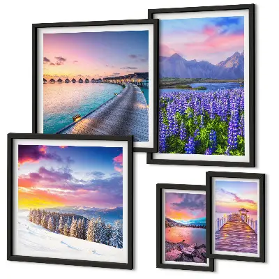 Bildergalerie-Set für die Wand mit Motiven von Landschaften, Natur, Bergen und Ausblicken