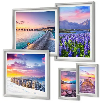 Bildergalerie-Set für die Wand mit Motiven von Landschaften, Natur, Bergen und Ausblicken