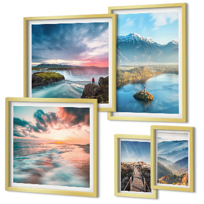 Modernes wandbilder-set Berglandschaften, Wasserfälle