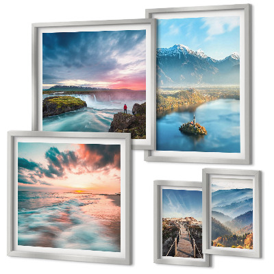 Modernes wandbilder-set Berglandschaften, Wasserfälle