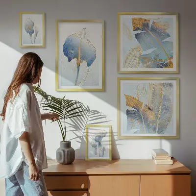 Bilderset fürs Sofa mit stilvollen Blumen und zarter Natur