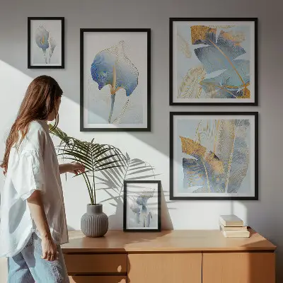 Bilderset fürs Sofa mit stilvollen Blumen und zarter Natur
