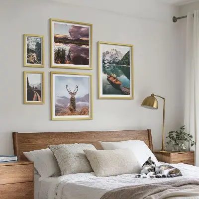 Bilderset für das Sofa mit Motiven von Landschaften, Bergen, Seen und der Natur