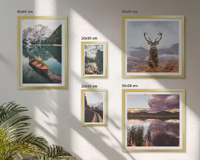 Bilderset für das Sofa mit Motiven von Landschaften, Bergen, Seen und der Natur