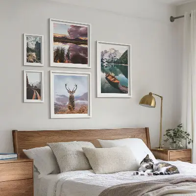 Bilderset für das Sofa mit Motiven von Landschaften, Bergen, Seen und der Natur