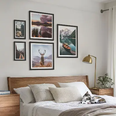 Bilderset für das Sofa mit Motiven von Landschaften, Bergen, Seen und der Natur