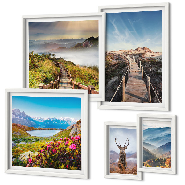 Bildergalerie-set für die wand Landschaften aus Bergen und wilden Wäldern