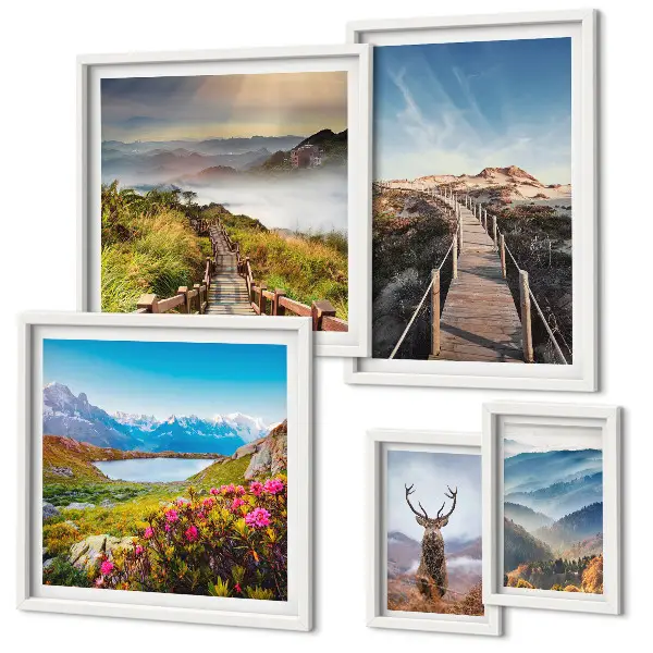 Bildergalerie-Set für die Wand mit Motiven aus Bergen und wilden Wäldern