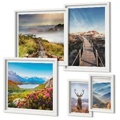 Bildergalerie-Set für die Wand mit Motiven aus Bergen und wilden Wäldern
