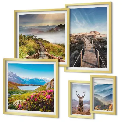 Bildergalerie-Set für die Wand mit Motiven aus Bergen und wilden Wäldern