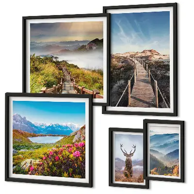 Bildergalerie-Set für die Wand mit Motiven aus Bergen und wilden Wäldern