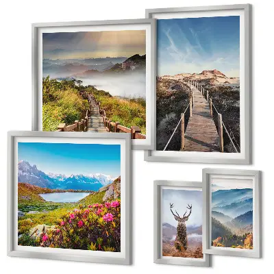 Bildergalerie-Set für die Wand mit Motiven aus Bergen und wilden Wäldern