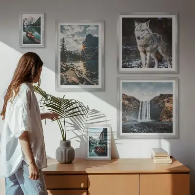 Bildergalerie-Set für die Wand mit Motiven von Naturlandschaften und Tierwelt