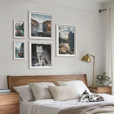 Bildergalerie-Set für die Wand mit Motiven von Naturlandschaften und Tierwelt