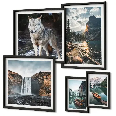 Bildergalerie-Set für die Wand mit Motiven von Naturlandschaften und Tierwelt