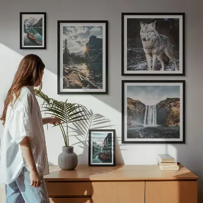 Bildergalerie-Set für die Wand mit Motiven von Naturlandschaften und Tierwelt