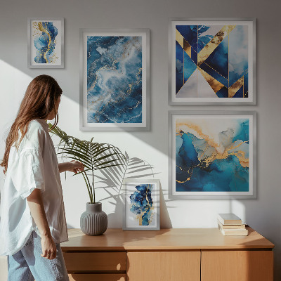 Modernes wandbilder-set Abstrakte blaue Kompositionen