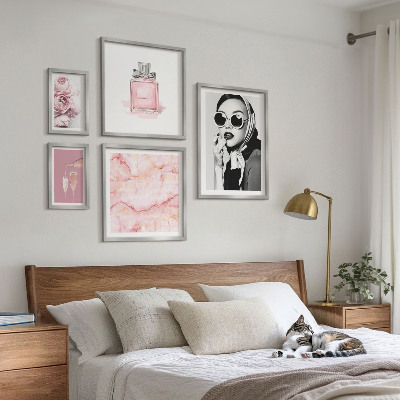 Bilderset fürs sofa Stilvolle Akzente in Rosa