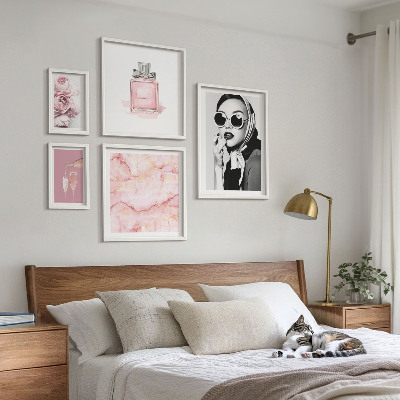 Bilderset fürs sofa Stilvolle Akzente in Rosa