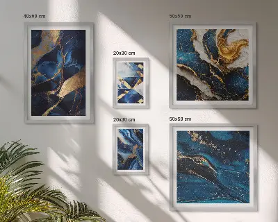 Bildergalerie-Set für die Wand mit abstrakten blauen Mustern