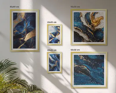 Bildergalerie-Set für die Wand mit abstrakten blauen Mustern