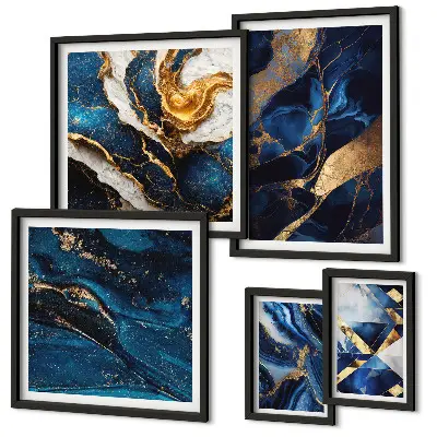 Bildergalerie-Set für die Wand mit abstrakten blauen Mustern