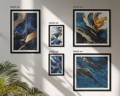Bildergalerie-Set für die Wand mit abstrakten blauen Mustern