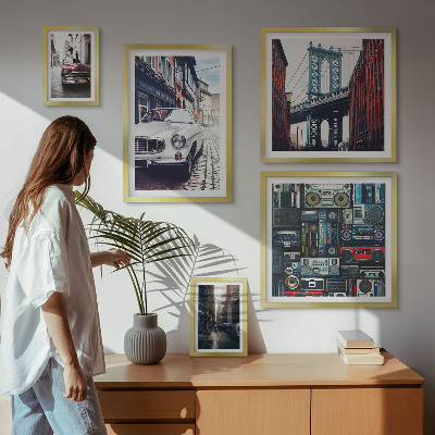 Bildergalerie-set für die wand Stilvolle Autos und Straßenarchitektur