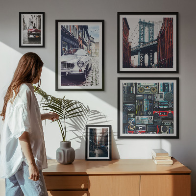 Bildergalerie-set für die wand Stilvolle Autos und Straßenarchitektur