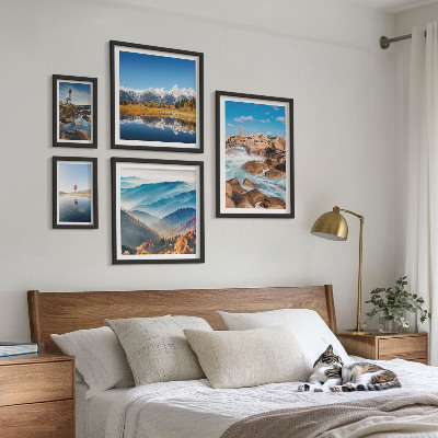 Modernes wandbilder-set Natürliche Berge, Leuchttürme am Meer