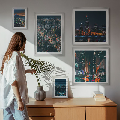 Bildergalerie-set für die wand Nachtansichten moderner Städte