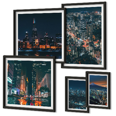 Bildergalerie-set für die wand Nachtansichten moderner Städte