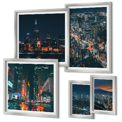 Bildergalerie-set für die wand Nachtansichten moderner Städte