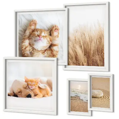 Modernes Wandbilder-Set mit niedlichen Tierlandschaften