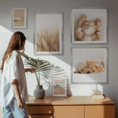 Modernes Wandbilder-Set mit niedlichen Tierlandschaften