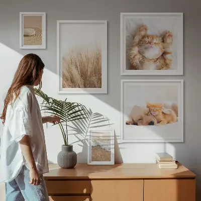 Modernes Wandbilder-Set mit niedlichen Tierlandschaften