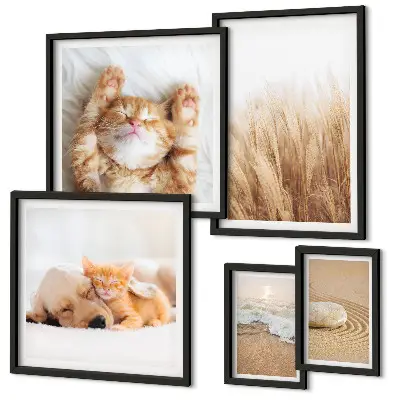 Modernes Wandbilder-Set mit niedlichen Tierlandschaften