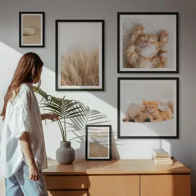 Modernes Wandbilder-Set mit niedlichen Tierlandschaften