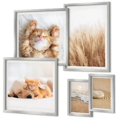 Modernes Wandbilder-Set mit niedlichen Tierlandschaften