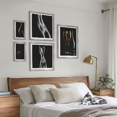Bilderset fürs sofa Elegante, moderne Akzente in Schwarz und Rot