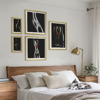 Bilderset fürs sofa Elegante, moderne Akzente in Schwarz und Rot