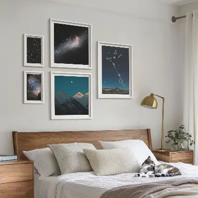 Modernes Wandbilder-Set mit Motiven von Weltraumlandschaften