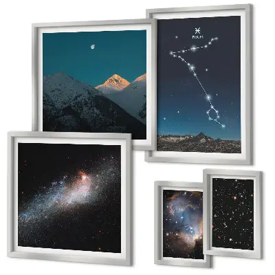Modernes Wandbilder-Set mit Motiven von Weltraumlandschaften