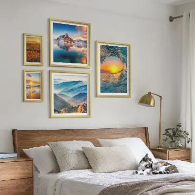 Bilderset fürs Sofa mit Motiven aus Naturlandschaften wie Meer, Bergen und Blumen