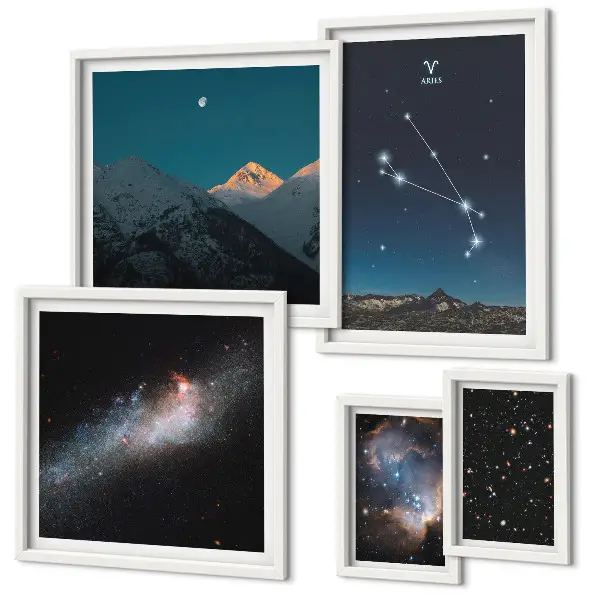 Bildergalerie-Set für die Wand mit kosmischen Ansichten von Galaxien