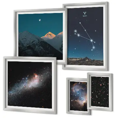 Bildergalerie-Set für die Wand mit kosmischen Ansichten von Galaxien
