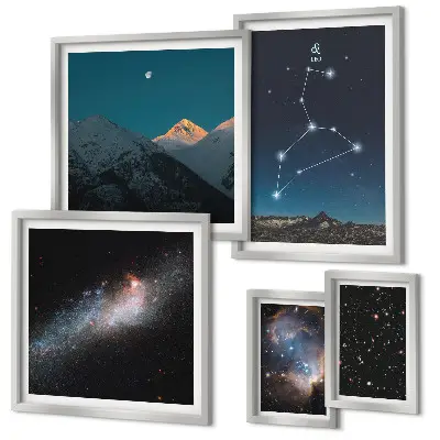 Bildergalerie-Set für die Wand mit kosmischen Konstellationen der Galaxie