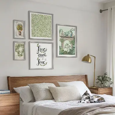 Bildergalerie-Set für die Wand mit Pflanzenmotiven und Boho-Akzenten