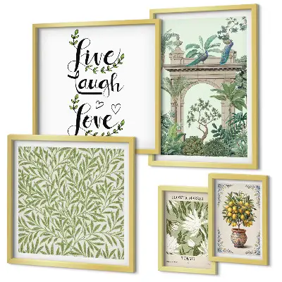 Bildergalerie-Set für die Wand mit Pflanzenmotiven und Boho-Akzenten