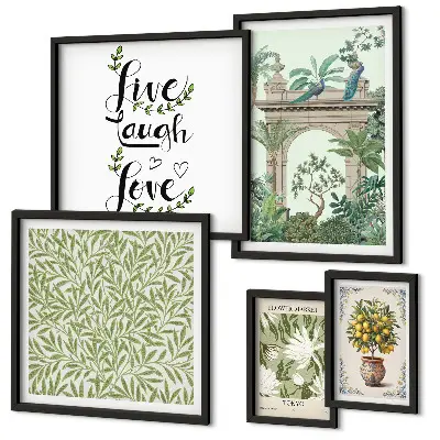Bildergalerie-Set für die Wand mit Pflanzenmotiven und Boho-Akzenten